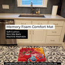 Big Red Cat at the fishbowl Memory Foam Kitchen Mat Machine Washable Anti-Fatigue Cushion Comfort Bath or Kitchen Rug