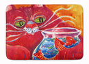 Big Red Cat at the fishbowl Memory Foam Kitchen Mat Machine Washable Anti-Fatigue Cushion Comfort Bath or Kitchen Rug