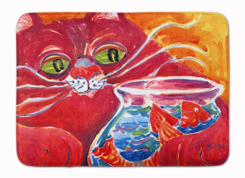 Big Red Cat at the fishbowl Machine Washable Memory Foam Mat 6048RUG