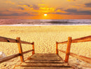 Yellow Sunset on Beach Wallpaper Mural.