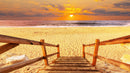 Yellow Sunset on Beach Wallpaper Mural.