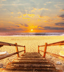 Yellow Sunset on Beach Wallpaper Mural.