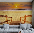 Yellow Sunset on Beach Wallpaper Mural.