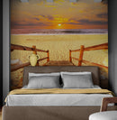 Yellow Sunset on Beach Wallpaper Mural.