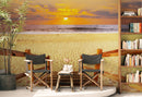 Yellow Sunset on Beach Wallpaper Mural.