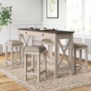 Console Table With 4 Stools - Antique White by HouseOfZazla