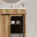 30inch Floor-Standing Bathroom Vanity with 3D Grooved Panel and Integrated Ceramic Sink by HouseOfZazla