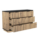 Modern 6 Drawer Cabinet With Metal Rounded Corners And Exquisite Handles Multi Functional Storage - Natural Wood by HouseOfZazla