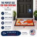 Orange Tabby at the beach Doormat Indoor Outdoor 24H X 36W Front Door Mat Rugs for Entryway, Non Slip Washable Low Pile,