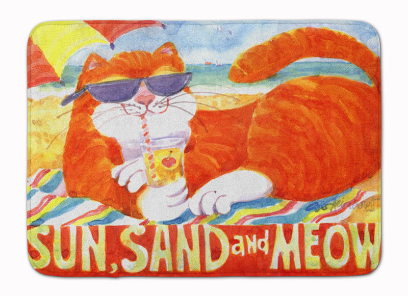 Orange Tabby at the beach Machine Washable Memory Foam Mat 6050RUG