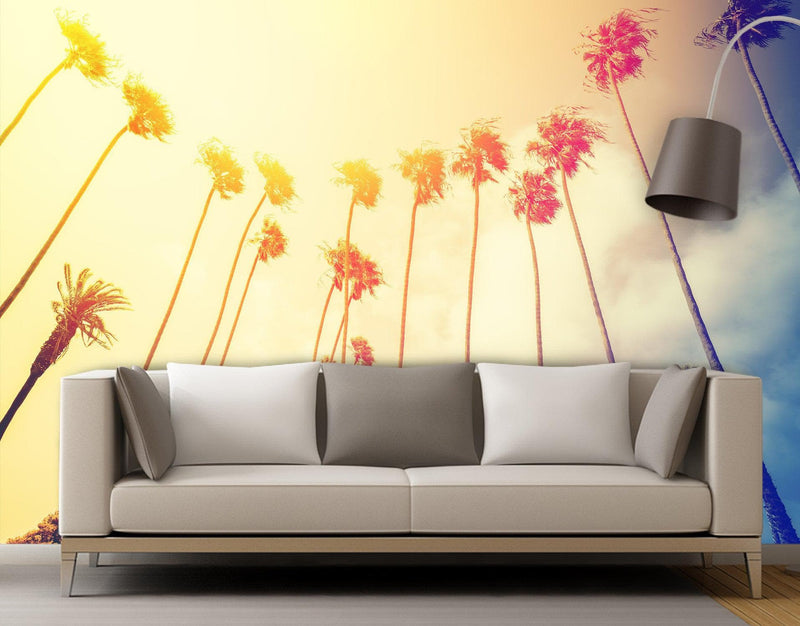 Retro California Sunset Palmtree Wall Mural