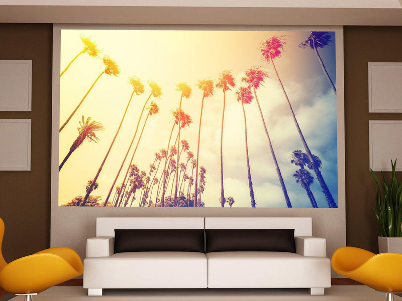 Retro California Sunset Palmtree Wall Mural