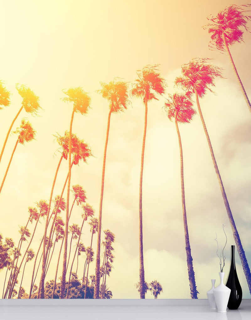 Retro California Sunset Palmtree Wall Mural