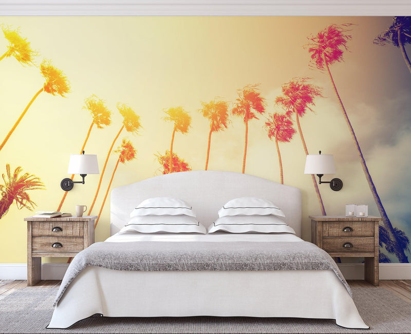 Retro California Sunset Palmtree Wall Mural