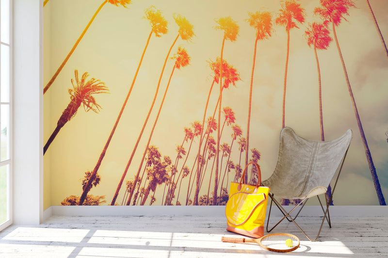 Retro California Sunset Palmtree Wall Mural