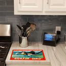 Black and white Cat Surfin Bird Cutting Board Tempered Glass Kitchen Cutting Surface, Heat Resistant Chopping, Non-Slip Feet, Food Prep & Serving