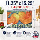 Fish - Kissing Fish Cutting Board Tempered Glass Kitchen Cutting Surface, Heat Resistant Chopping, Non-Slip Feet, Food Prep & Serving