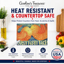 Fish - Kissing Fish Cutting Board Tempered Glass Kitchen Cutting Surface, Heat Resistant Chopping, Non-Slip Feet, Food Prep & Serving