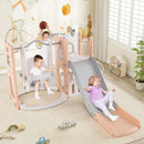 7-in-1 Toddler Swing and Slide Set L-shaped with Ladder and Basketball Hoop by LJGDeals