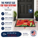 Flower - Amaryllis Doormat Indoor Outdoor 24H X 36W Front Door Mat Rugs for Entryway, Non Slip Washable Low Pile,