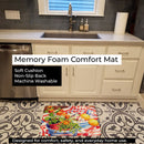 Flowers with a side of lemons Memory Foam Kitchen Mat Machine Washable Anti-Fatigue Cushion Comfort Bath or Kitchen Rug