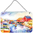Boats at Harbour with a view Indoor Aluminium Metal Wall or Door Hanging Prints