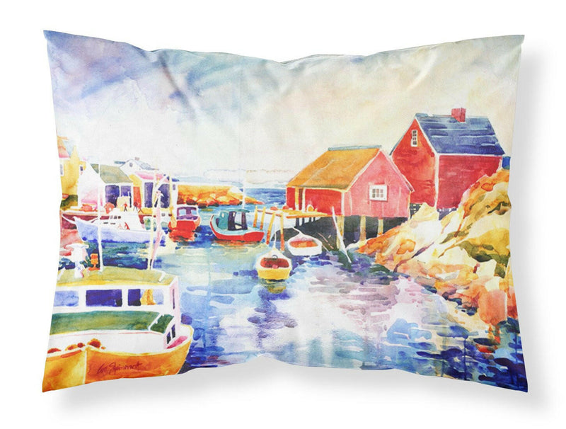 Boats at Harbour with a view Standard Pillowcases – Artistic Decorative Front, Crisp White Back