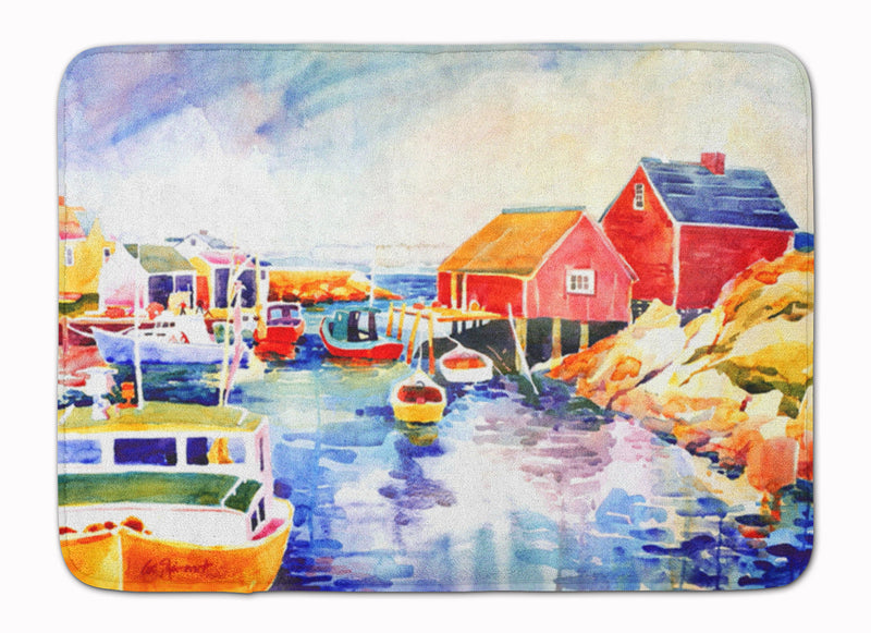 Boats at Harbour with a view Machine Washable Memory Foam Mat 6059RUG