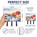 Boats at Harbour with a view Leash or Key Holder Wall Hooks, Coat Rack Wall Mount, for Hanging Keys, Towels, Aprons, Leashes