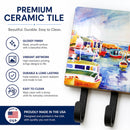 Boats at Harbour with a view Leash or Key Holder Wall Hooks, Coat Rack Wall Mount, for Hanging Keys, Towels, Aprons, Leashes