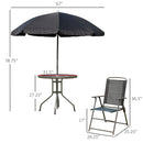 Outsunny - Patio Dining Set With Table Umbrella, Folding Chairs And Dining Table, Outdoor Patio Furniture Set by HouseOfZazla