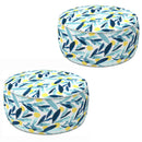 2 Pack Outdoor Inflatable Ottoman 21"x21"x9" - Coastal Leaves