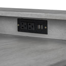 4-piece Dining Bar Table Set with 3 Upholstered Stools, Multifunctional Dining Table with 3 Drawers (Gray)