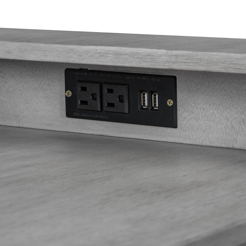 4-piece Dining Bar Table Set with 3 Upholstered Stools, Multifunctional Dining Table with 3 Drawers (Gray)