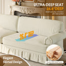 Luxuriously Comfortable Cloud Couch With Elegant Rolled Arms & Pleated Skirt Design by HouseOfZazla