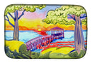 Dock at the pier Dish Drying Mat Absorbent Dish Drying Mat Pad for Kitchen Counter Dish Drainer Mat for Countertop, 14 x 21", Multicolor