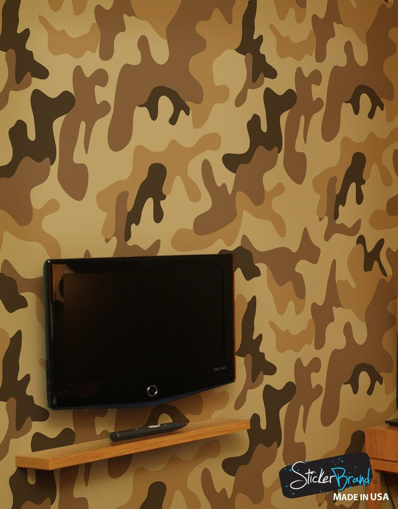 Desert Brown Military Camo Camouflage Wall Mural