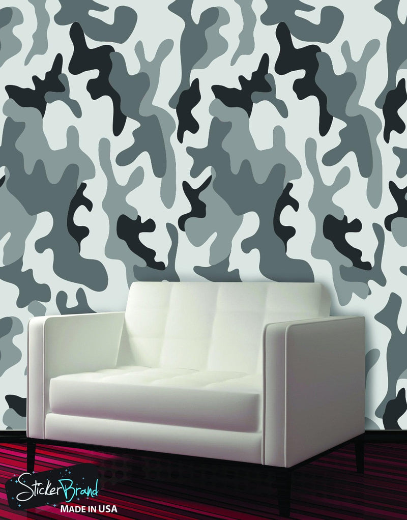 Urban Gray Military Combat Camo Camouflage Wall Mural