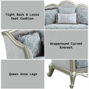 Qunsia - Loveseat With 4 Pillows - Light Gray Linen & Champagne