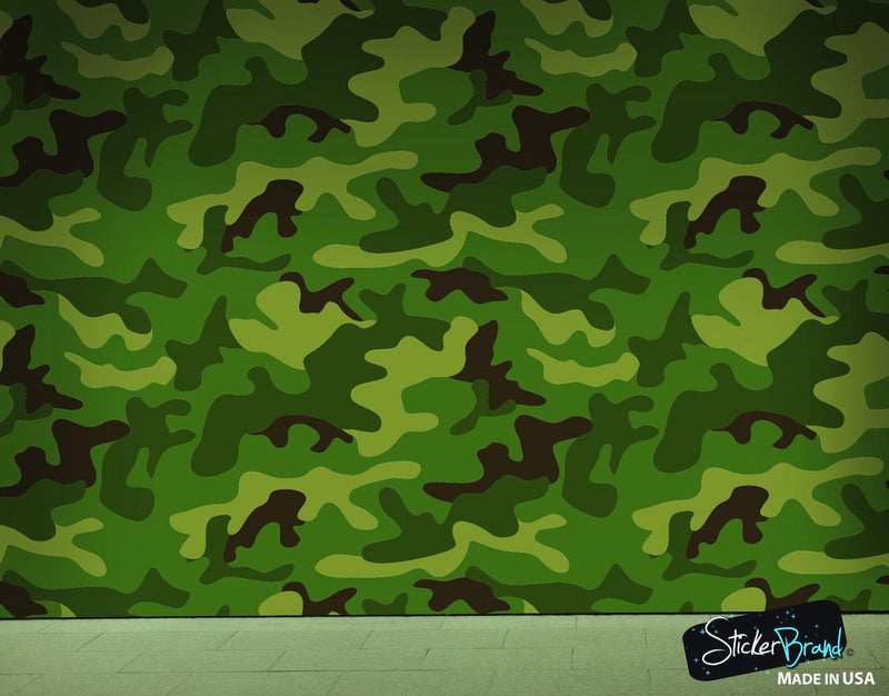 Woodland Green Military Combat Camo Camouflage Wall Mural