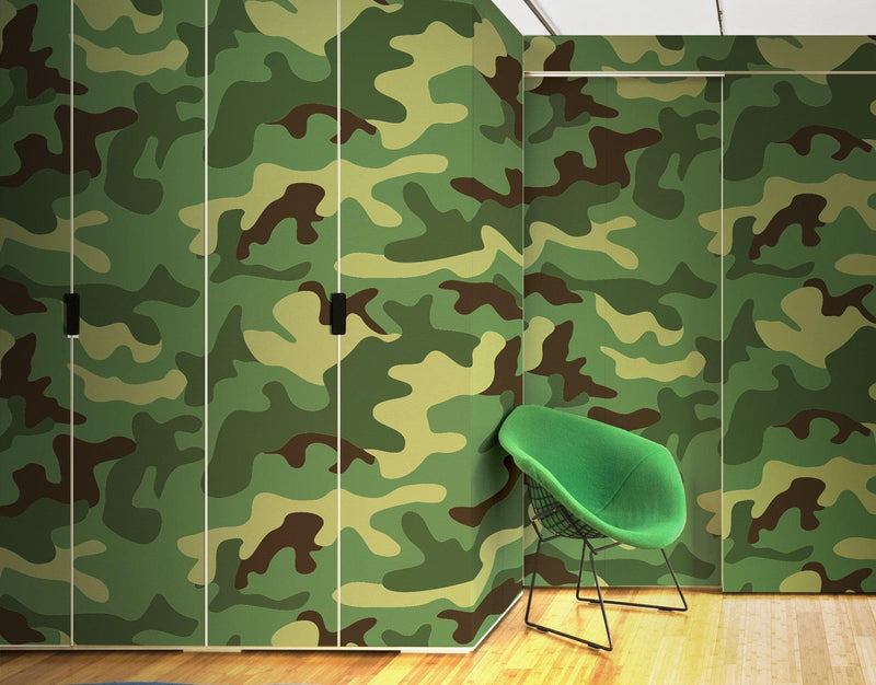 Woodland Green Military Combat Camo Camouflage Wall Mural