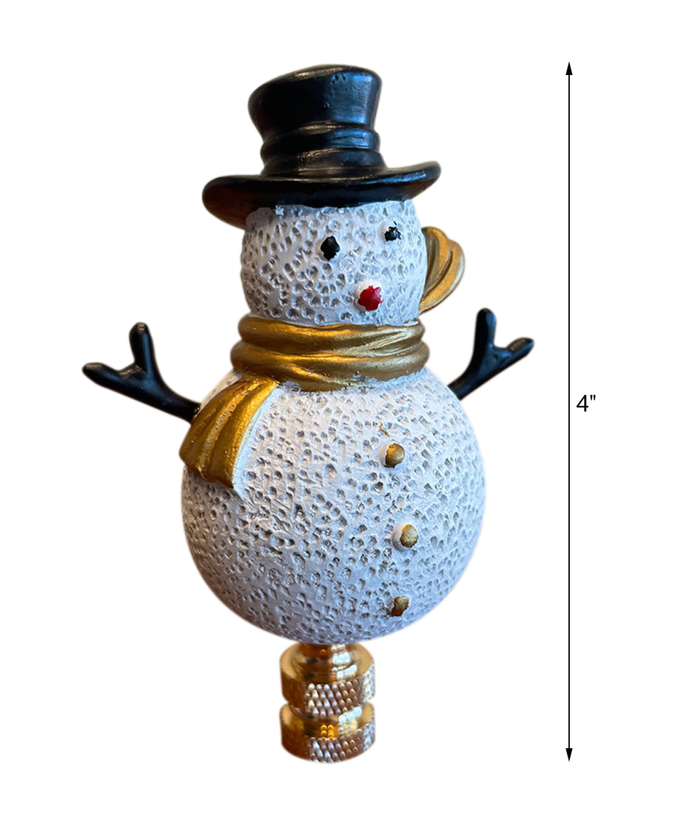3.7"H Silver and Gold Christmas Snowman Polished Brass Base Lamp Finial, photo 2 of 5