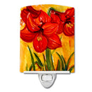 Flower - Amaryllis Ceramic Night Light Compact, UL-Certified, Ideal for Bedroom, Bathroom, Nursery, Hallway, Kitchen, 6x4x3, Multicolor