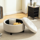 29.33"W Upholstered Round Ottoman With Reversible Lid