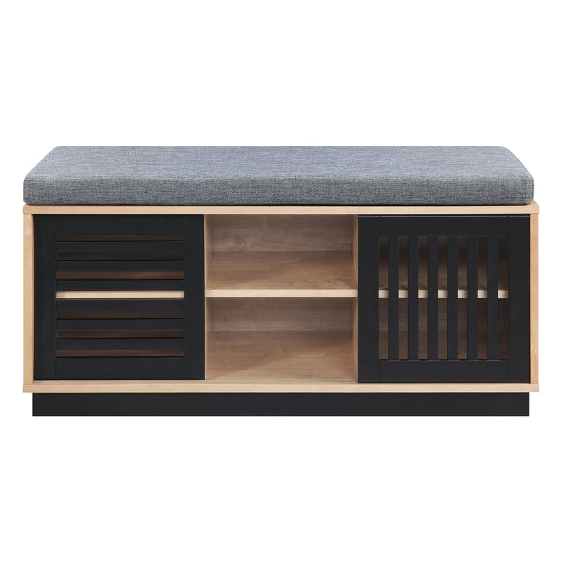 Walker Edison - Gamaliel Bench w/Storage in Oak & Espresso Finish