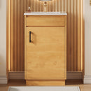 Bathroom Vanity With Sink, Freestanding Single Cabinet With Soft Closing Door And Adjustable Shelf - Natural Wood by Unique Piece Furniture