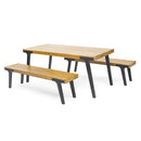 1 Dining Table & 2 Dining Benches - Light Teak by HouseOfZazla