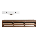 Wall Mounted Bathroom Vanity With Resin Sink And 2 Side Cabinet, 3 Soft Close Drawer - Brown Ebony by HouseOfZazla