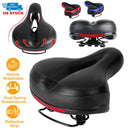 Bike Seat Water-Resistant Comfortable Bicycle Padded Saddle Wear Resistant Hollow Leather  _x000B__x000B_Seat Cushion w/ Dual Springs Reflective Strip for Mountai