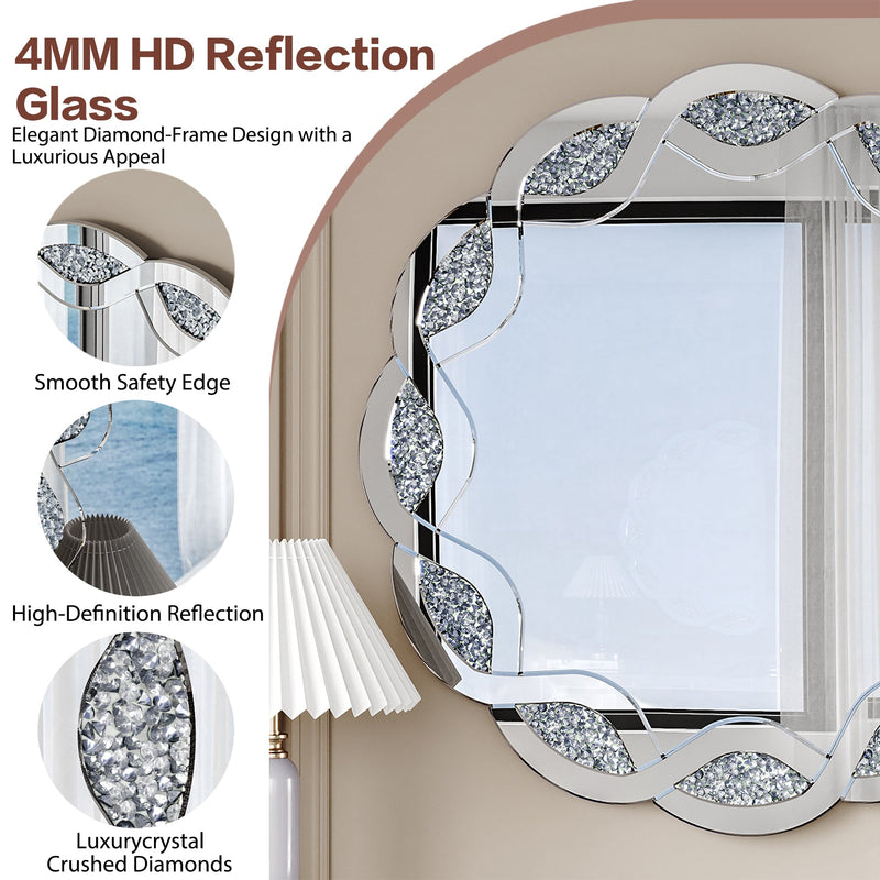 Silver Crush Diamond Round Wall Mirror, photo 9 of 10